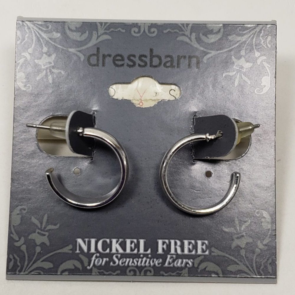 Silver Small Open Hoop Earrings - 0.6-in - Women's Fashion Jewelry - Picture 5 of 7